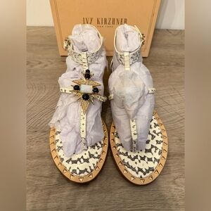 I Ivy Kirzhner Bone Roccia seasnake Sandals Gladiator Strap Cabochon Crystals 10